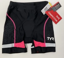 NWT Women’s TYR Competitor Collection 6” Triathlon Shorts Black & Pink Size XS