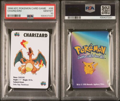 Charizard #06 Pokemon Juego de Cartas Coleccionables Mini KFC 1998 Nintendo WOTC PSA 10 - Imagen 3 de 3