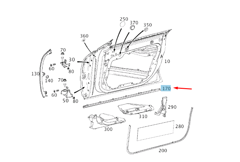 MERCEDES-BENZ CLS C257 Türbodendichtung vorne links A2577205901