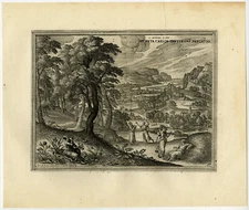 Rare Antique Master Print-EZRA-EATING FLOWERS-APOCRYPHAL-van der Borcht-1653