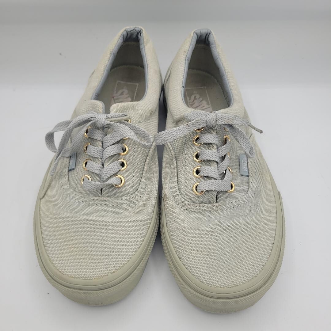 Size 9M/10.5W Vans Off The Wall Gray‎ Unisex High Top Athletic Shoes 721278 Gray & white high top Vans world main image 3