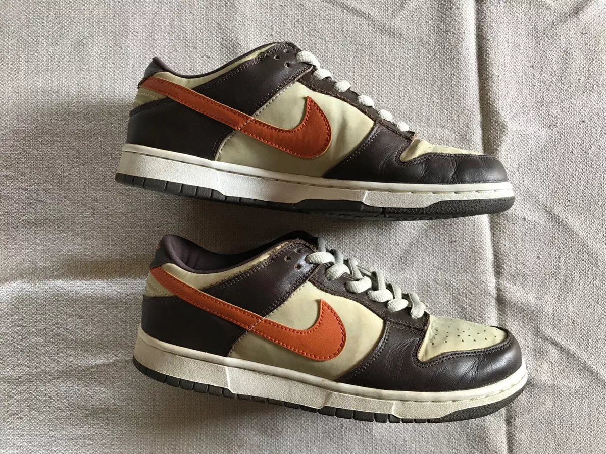 NIKE DUNK LOW PRO LT STONE / MESA ORANGE PAUL BROWN 624044 182 SIZE 10 2002 RARE