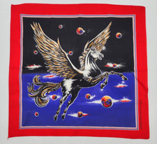 Mythical Horse Pegasus Bandana Vintage Hankie Handkerchief USA Cotton Poly 14193