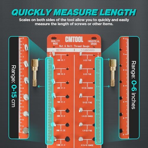 CMTOOL Thread Checker Standard and Metric Bolt Size and Thread Gauge ...