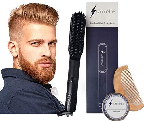 Beard Straightener Brush w/Free Beard Balm Comb Premium Hair