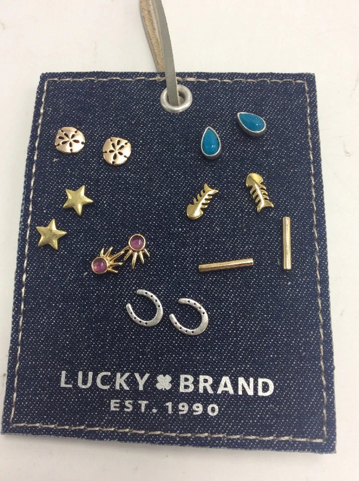 $45 Lucky Brand 7 piezas conjunto de aretes estrella sandollar huesos de pez C26 Foto 3 de 4