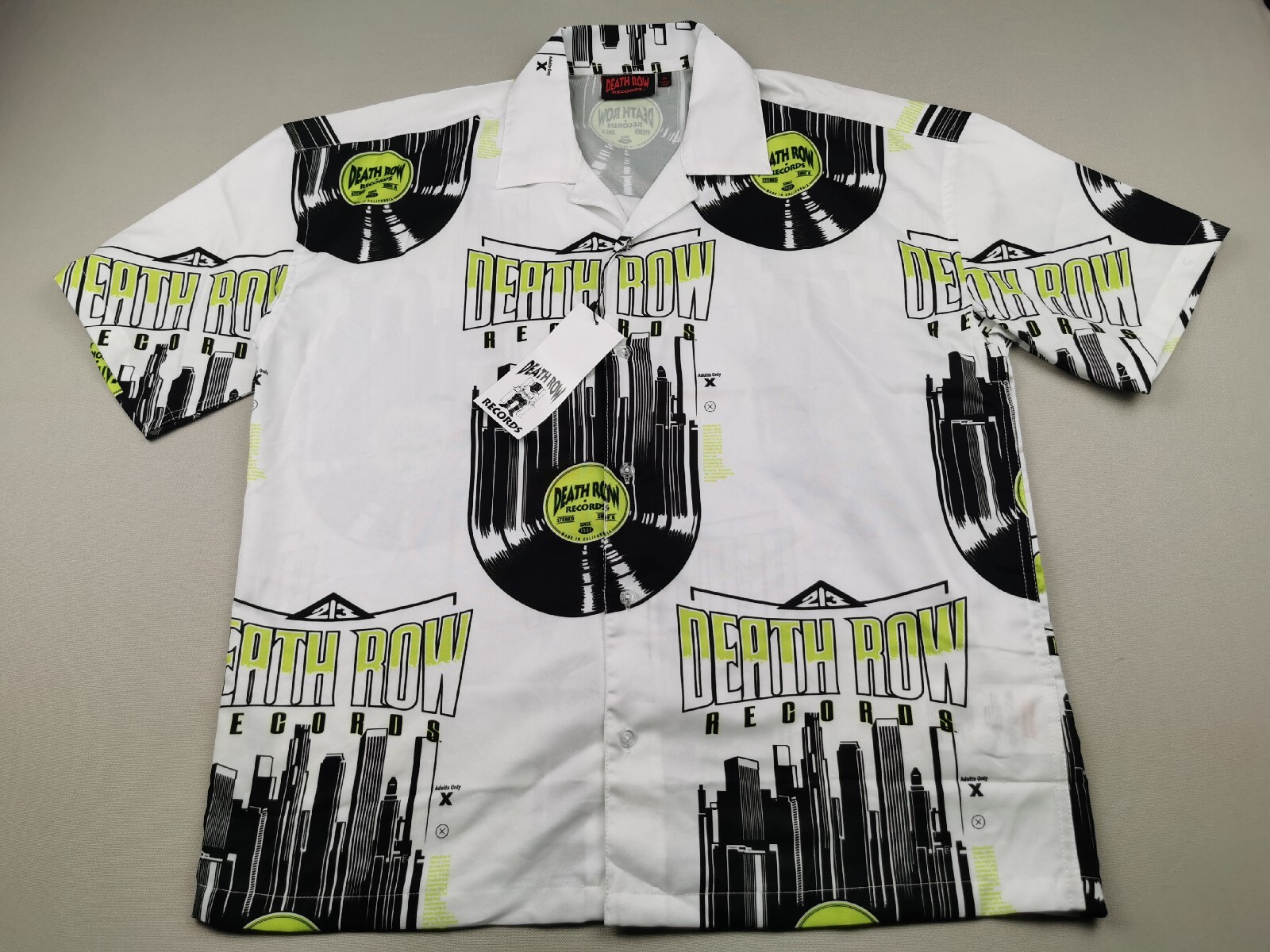 FILA Camicia da uomo DEATH ROW RECORDS taglia M NUOVA manica corta stampa disco design hip hop