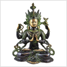 Avalokiteshvara Buddha Statue Messing schwarzgrün 39cm 7kg  Nepal Chenrezig Tara