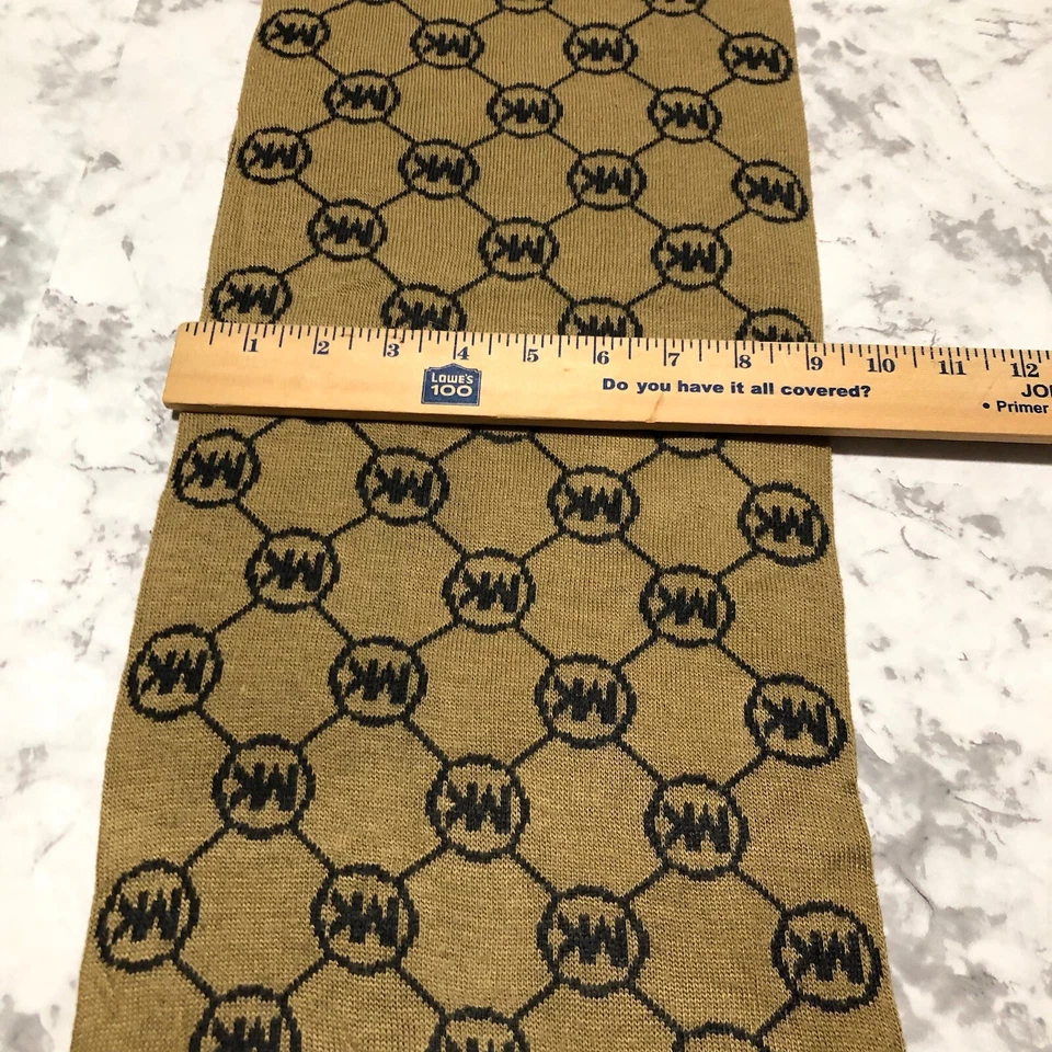 Шарф Michael Kors коричневый бежевый фирменный зимний с логотипом двусторонний трикотаж - Изображение 4 из 4