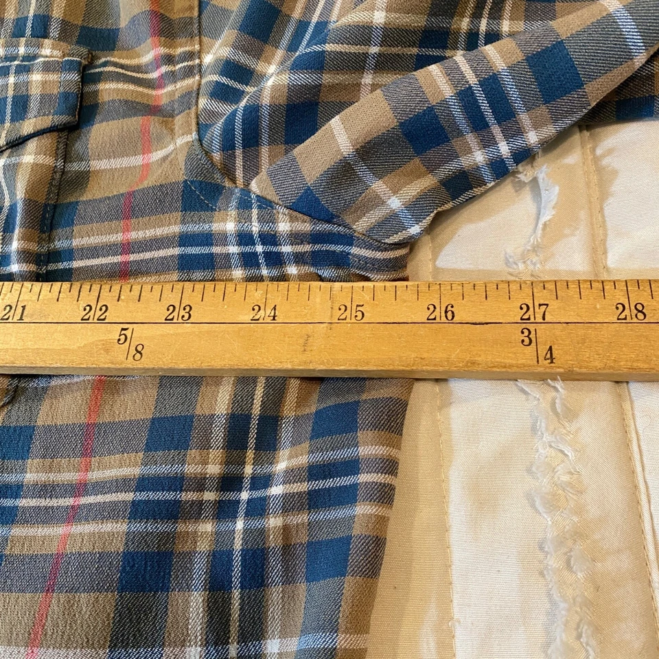 Mountain Khakis Shirt Mens Large Brown Blue Plaid Peaks Flannel Poly/Wool - Image 4 of 4