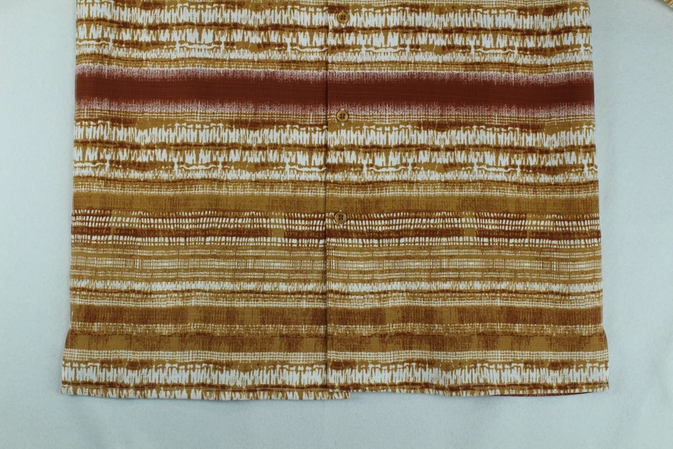 Camisa Montique Hombre Grande Manga Corta Rojo Naranja Marrón Colores Rayas Foto 3 de 4