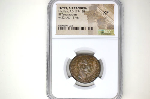 EGYPT. Alexandria. Hadrian (AD 117-138). BI tetradrachm (23mm). NGC XF.