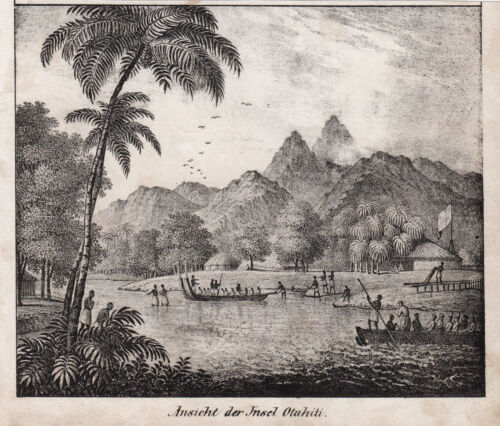 French Polynesia Tahiti Original Lithography Völkergalerie 1840 - Picture 1 of 1
