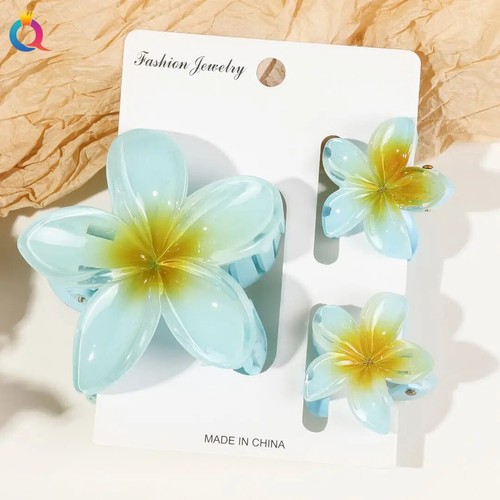 Hawaiian Style Flower Hair Clips, 2-Pack Marble Claws for Thin Hair, Beach Acces - Picture 40 of 71