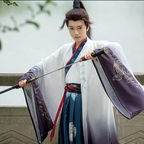 Weijin Hanfu Male Cosplay Anime Printed Suit Ancient Chinese Costume Party - Picture 8 of 12