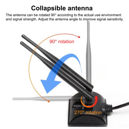 2x 6dBi 2.4G 5G 3m Kabel WLAN RP-SMA PC-Gehäuse WiFi Antenne Magnet Bluetooth - Bild 3 von 9