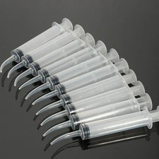 10Pcs Dental 412 Curved Tip Utility Irrigation Syringes Endodontic Monoject Type