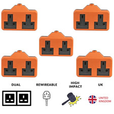 5 x Heavy Duty High Impact Extension Lead Trailing Socket End DOUBLE 2 Gang 13A