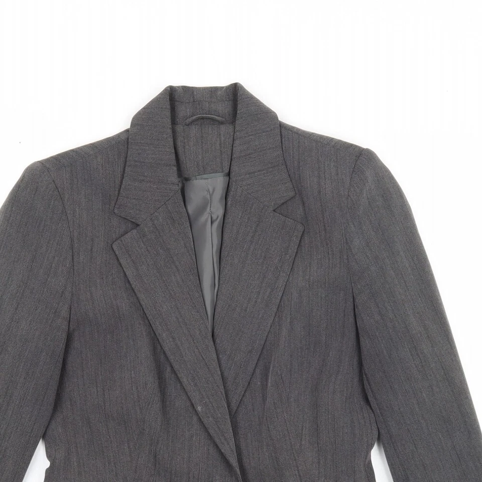 New Look Womens Grey Striped Polyester Blend Suit Jacket Size 10 - Image 3 of 4