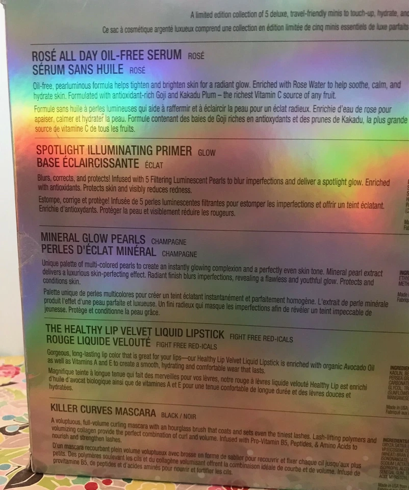 PHYSICIANS FORMULA MINIS ROSE SERUM PRIMER MINERAL GLOW POWDER MASCARA LIPSTICK - Image 2 of 2