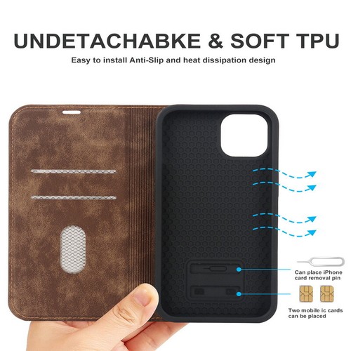 Magsafe Magnetic Case For iPhone 16 15 14 Pro Max 13 12 Flip Leather Card Cover - Picture 11 of 17