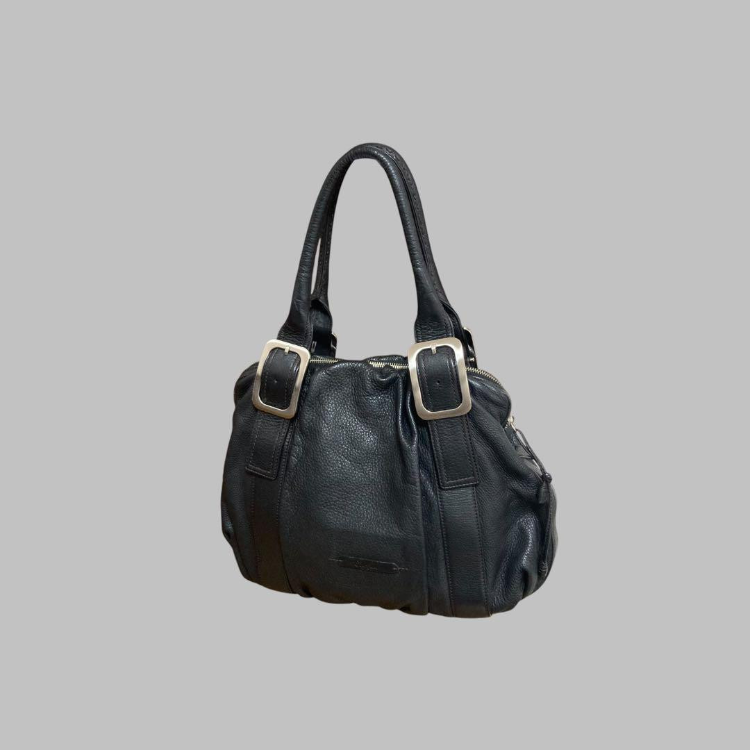 Laika Leather Shoulder Bag 483T Black Silver Large Storage Used | eBay