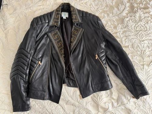 Authentic VERSACE x H&M Collection HM LEATHER MOTO BIKER JACKET 2011 Large L - product listing photo