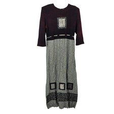 Patchwork Maxi Dress Artsy 3/4 Sleeve Petite 10P cottage fairy grunge prairie