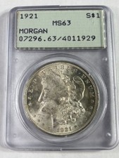 1921-P Morgan Silver Dollar PCGS MS63 Rare Old Rattler Holder