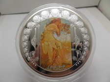 Médaille, Mucha, Les quatre saisons, l'été , Cuivre plaqué Argent, FDC