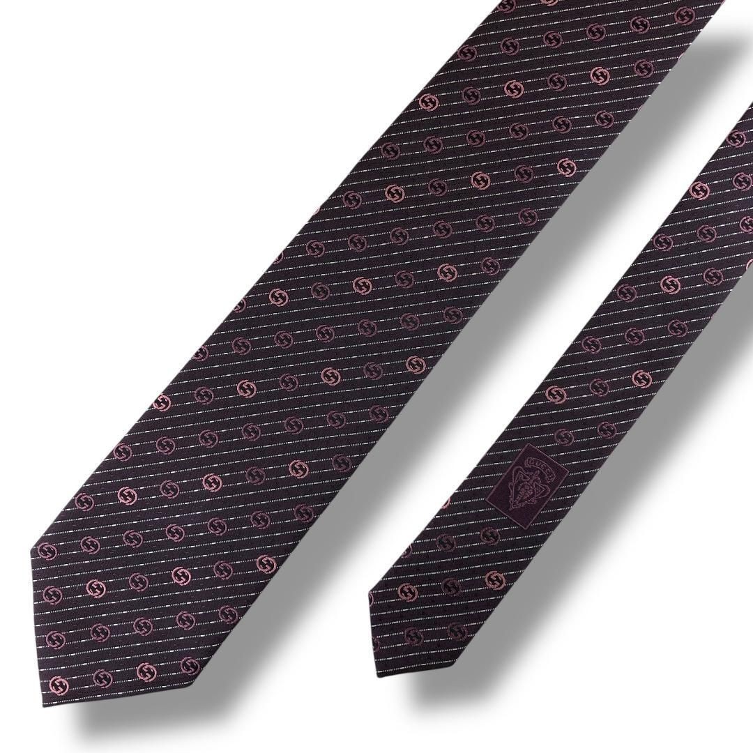 Excellent Used Gucci Interlocking Red Purple Tie … - image 1
