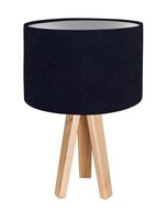 Dreibein Tischleuchte Aimee Dunkelblau Silber Holz Stoff 46Cm Nachttischlampe