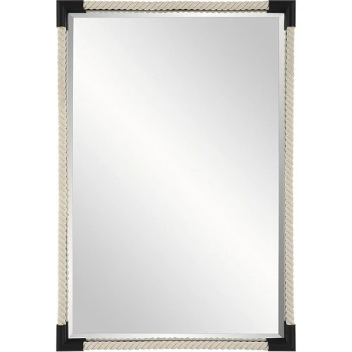 Uttermost 09942 Marina Wall Mirror White Cotton Rope and Matte Black - Picture 1 of 6