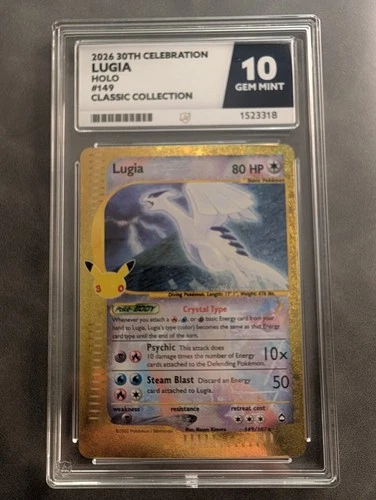 Lugia 149/147 Pokemon 30th Celebration Classic Ace 10 - Colour Match Label POP 1