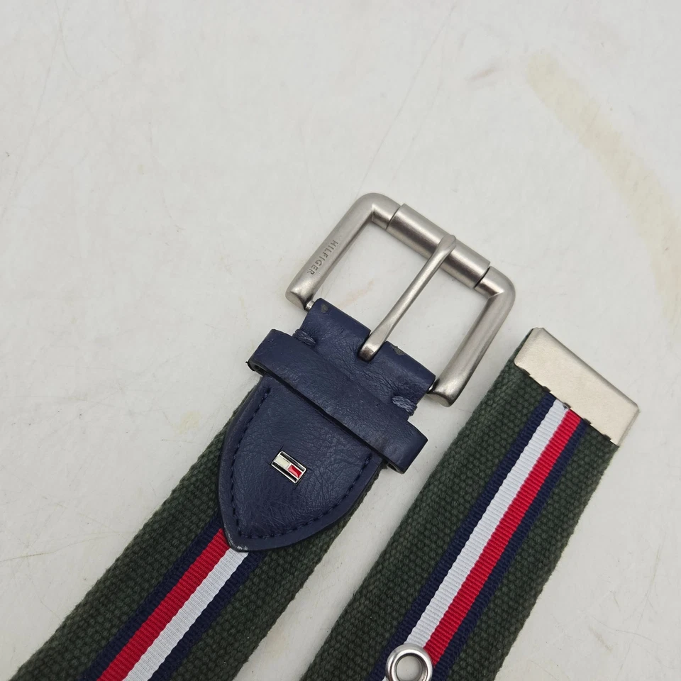 Tommy Hilfiger Cinturón Verde Trenzado Tejido Lona Para Hombres 40 Hebilla de Níquel Nuevo Sin Etiquetas Foto 4 de 4