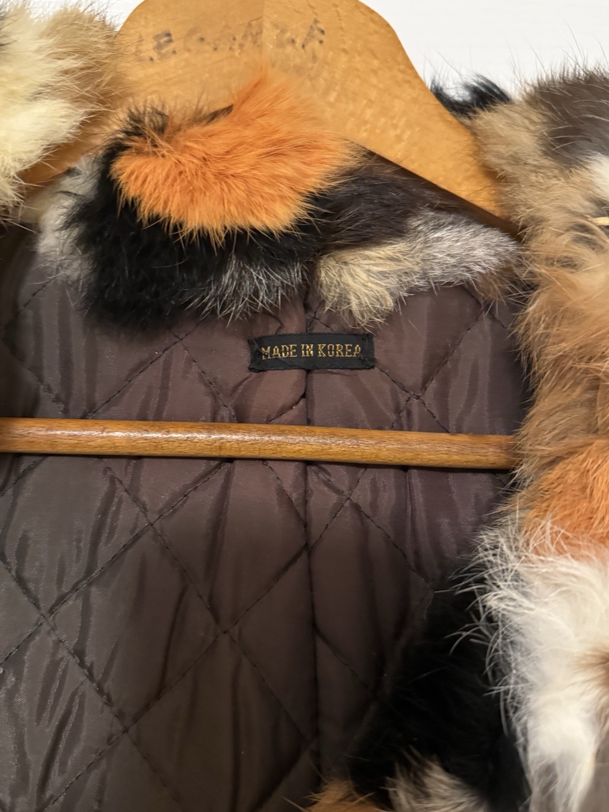 Women's Patchwork Multicolor Lined Fur Coat Mid-L… - image 3