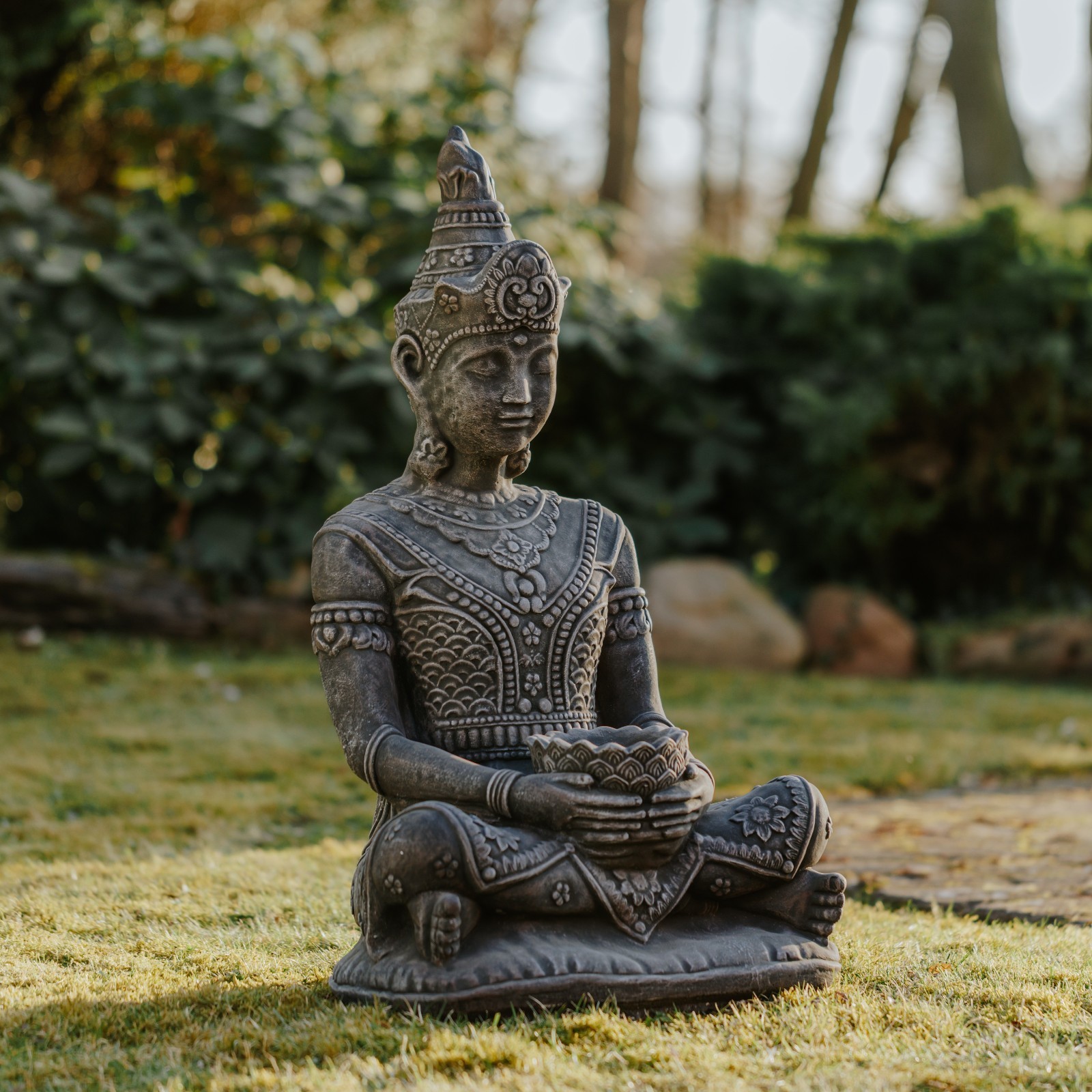 Thai Buddha temple guardian, antique coloring, cast stone, 80 cm, 75 kg,...