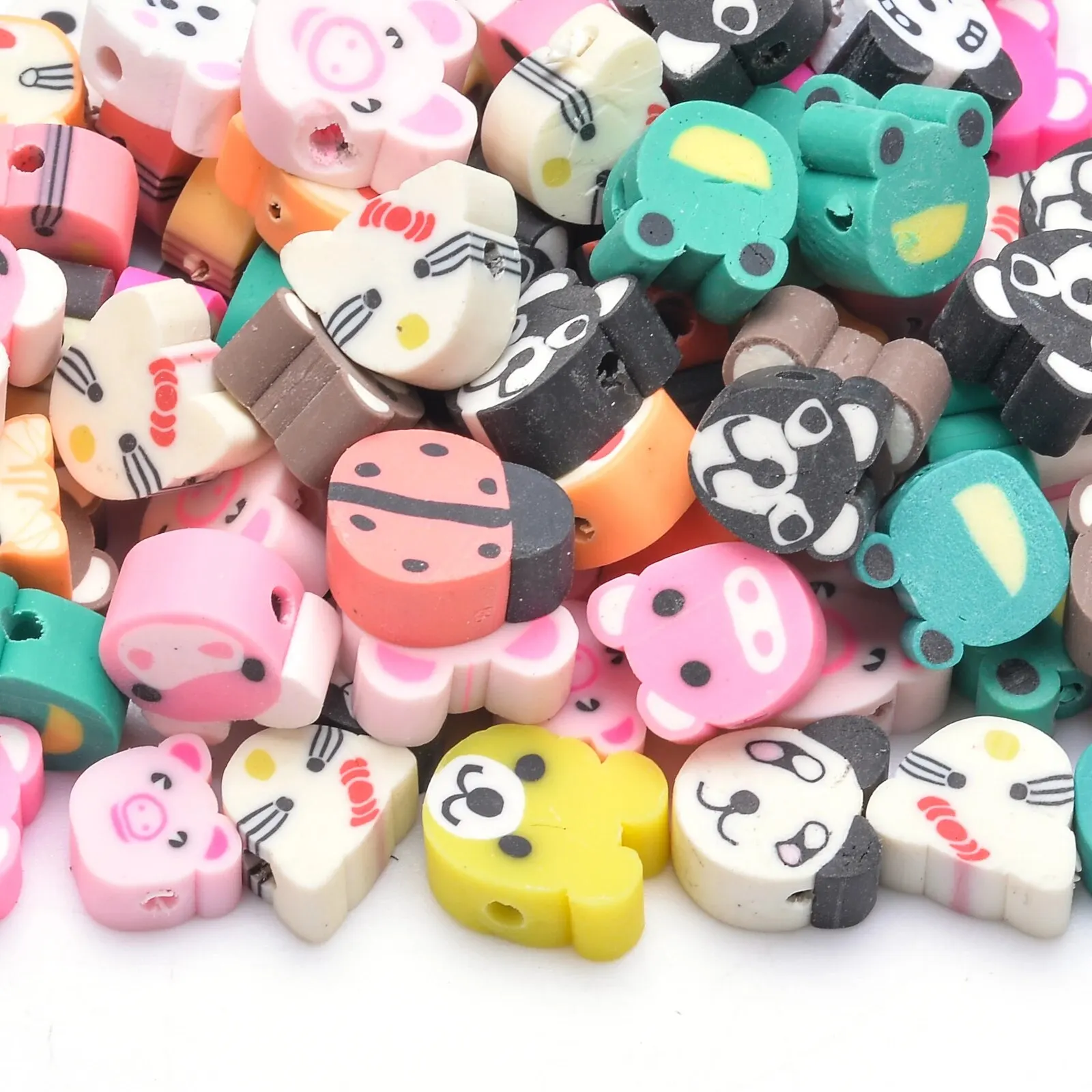30pcs Heart Shape Polymer Clay Beads 10mm Fruit Spacer DIY Jewelry Making