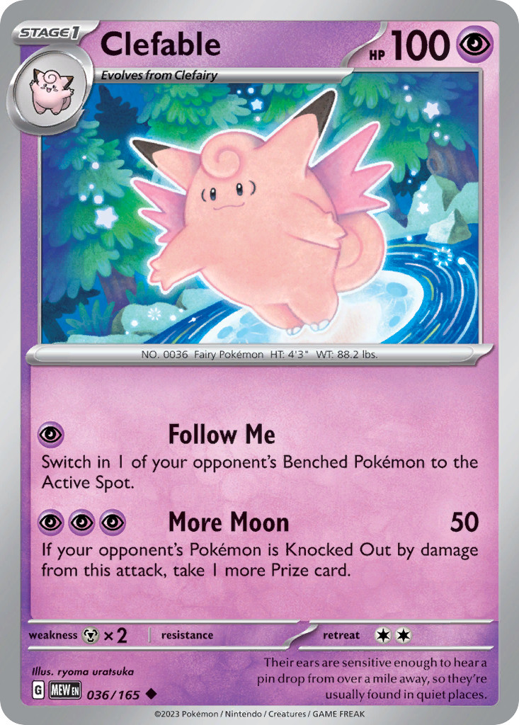 Clefable 036/165 Uncommon 151 Pokemon Reverse Holo Near Mint
