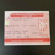Ticket: 1994/95 FA Cup Rd 3 Replay. West Brom v Coventry City