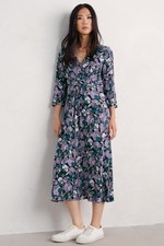 Seasalt Women's 3/4 Chapelle Dress Paper Hellebores Echium