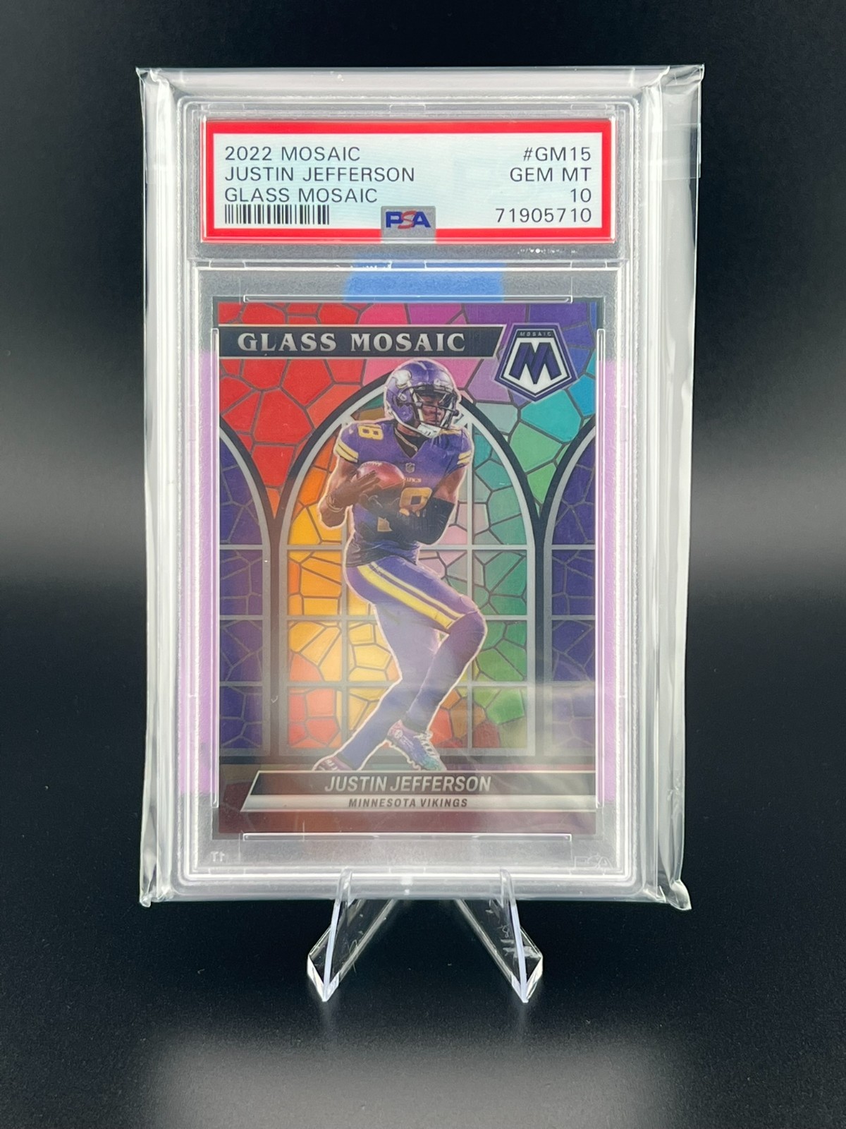 2022 Panini Mosaic Justin Jefferson Glass Mosaic PSA 10 Vikings SSP