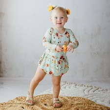 NWT 3-6m 18-24m KICKEE PANTS Bamboo ALOE Fall FLORAL Twirl Skirted Romper