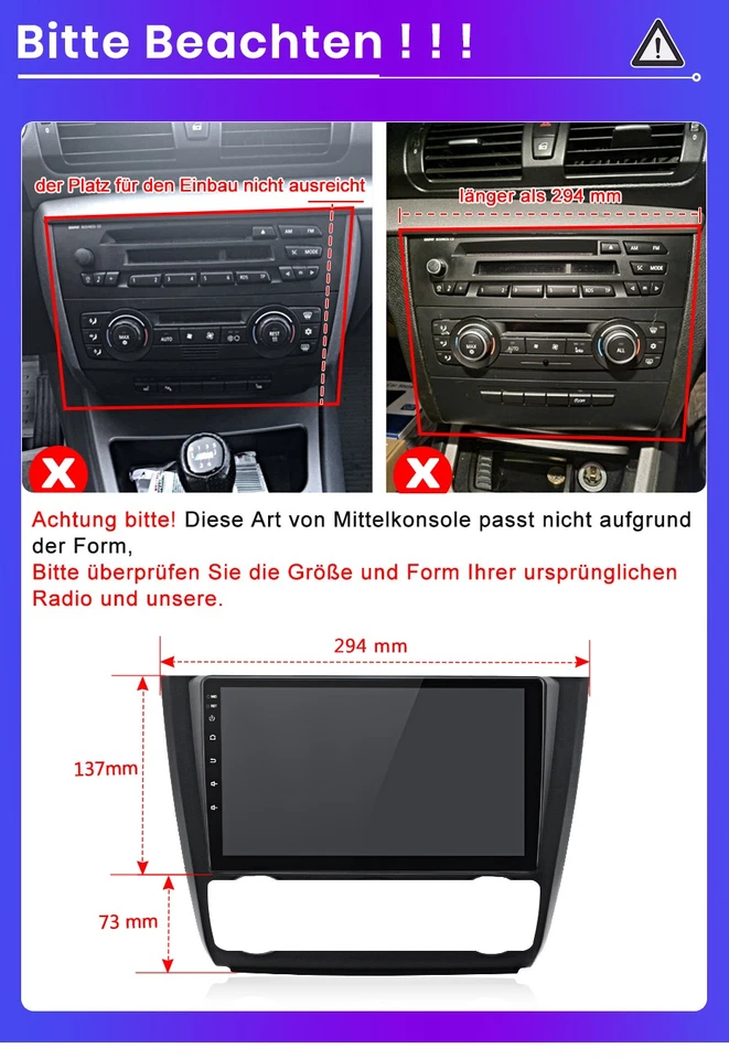 Für BMW 1er E81 E82 E87 E88 2004-2011 Android 14 Autoradio Navi GPS WIFI RDS SWC - Bild 3 von 4