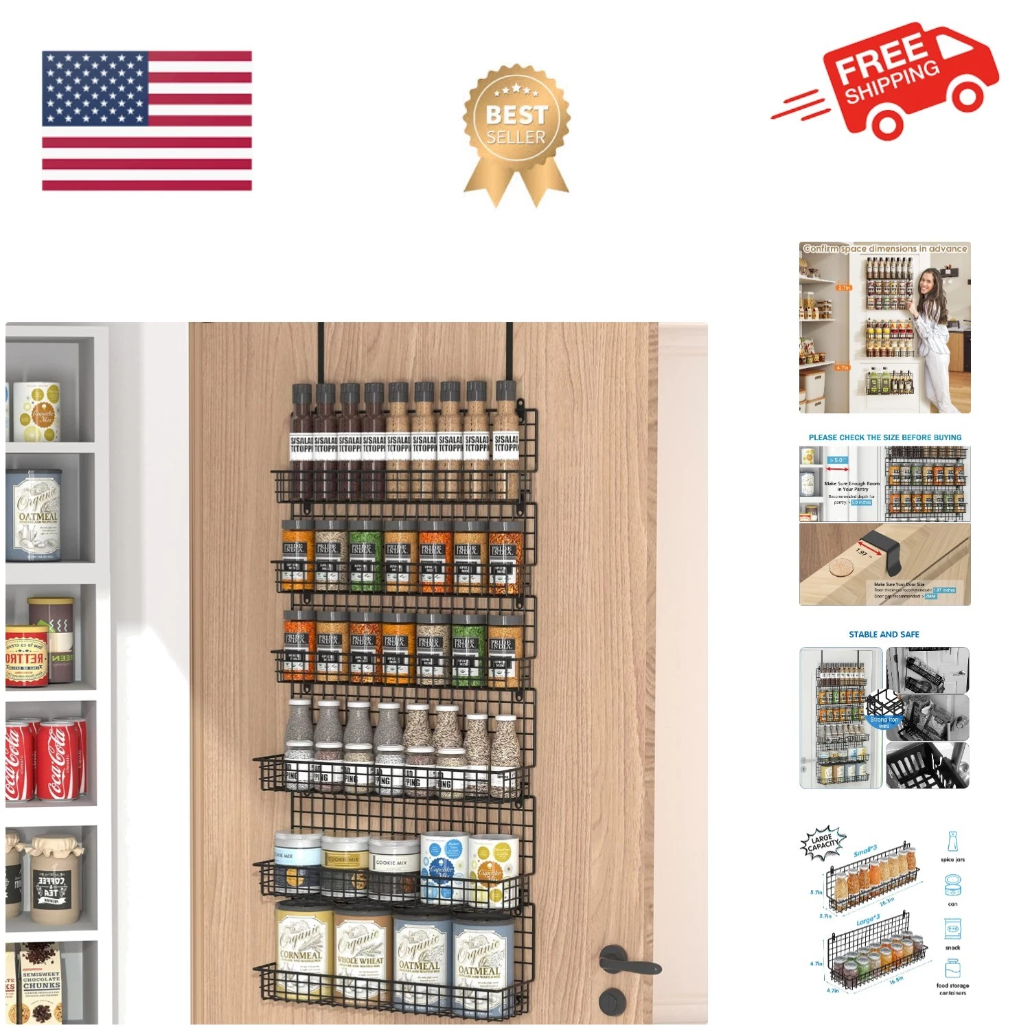Large Capacity 6-Tier Spice Rack Organizer - Two Sizes for Every Kitchen Need
Opens in a new window 