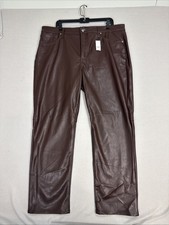 NWT GAP Brown Faux Leather Vintage Slim High Rise Pants Women 35/20 R