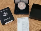 1995 P AMERICAN SILVER EAGLE UNC PROOF COIN COA AND BOX PHILADELPHIA MINT