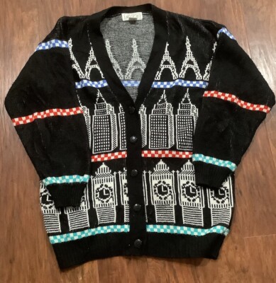 Vintage D.J. II  Sweater mens Size M Long Sleeve Button Up