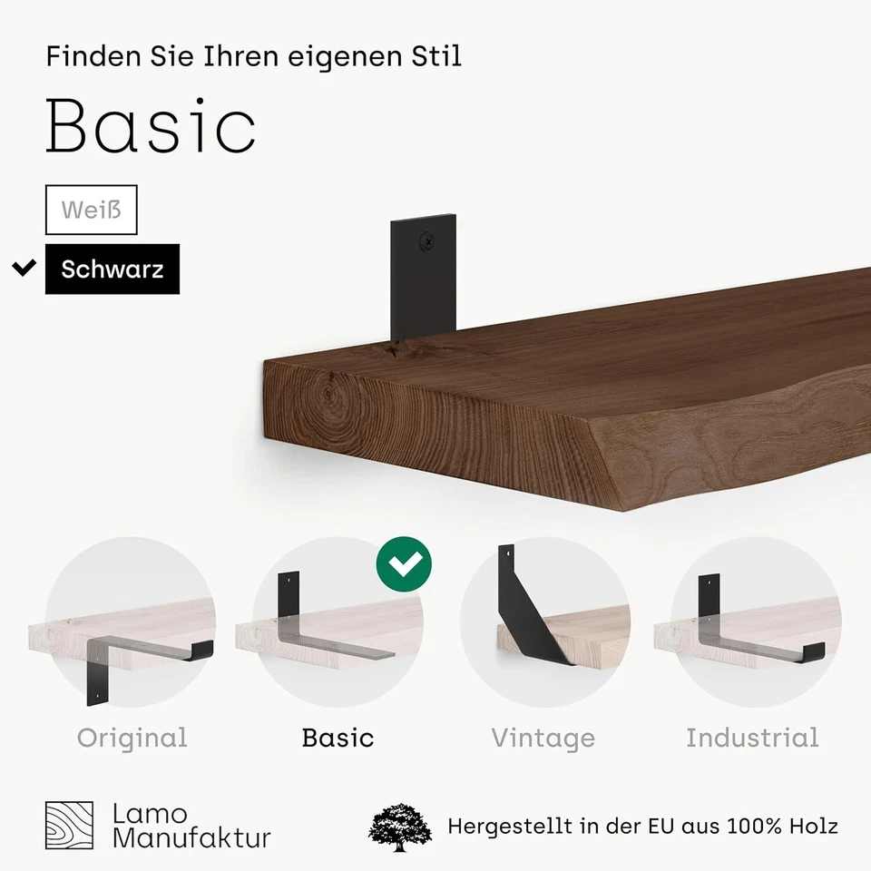 LAMO® Mensola Da Parete In Legno Massello Libreria Mensola Portaoggetti Scaffale - Immagine 4 di 4