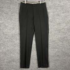 Vtg Antique 1910s 20s Tuxedo Trousers Sz 31x31 Black Edwardian Button Fly Wool